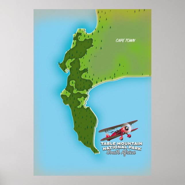 Affiche Carte du parc national de Table Mountain en Afriqu (Devant)