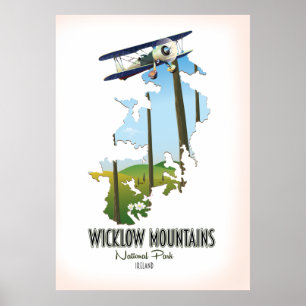 Affiche carte du parc national de wicklow mountain