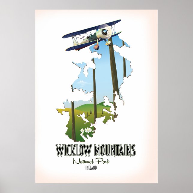 Affiche carte du parc national de wicklow mountain (Devant)