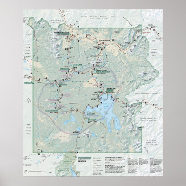 Affiche Carte du Parc national de Yellowstone 2026 (Devant)