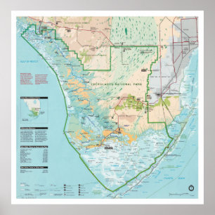 Affiche Carte du parc national des Everglades (1996) Sud F