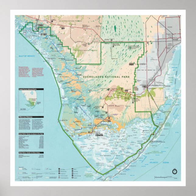 Affiche Carte du parc national des Everglades (1996) Sud F (Devant)