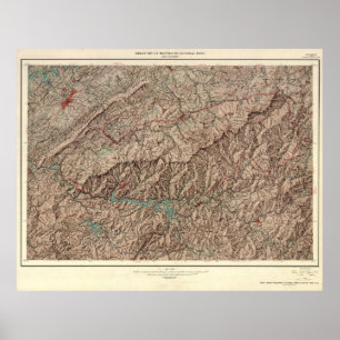 Affiche Carte du parc national des Great Smoky Mountains