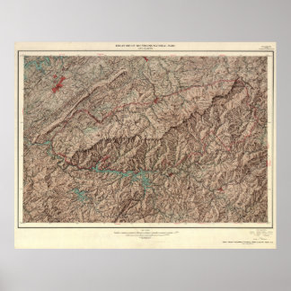 Affiche Carte du parc national des Great Smoky Mountains