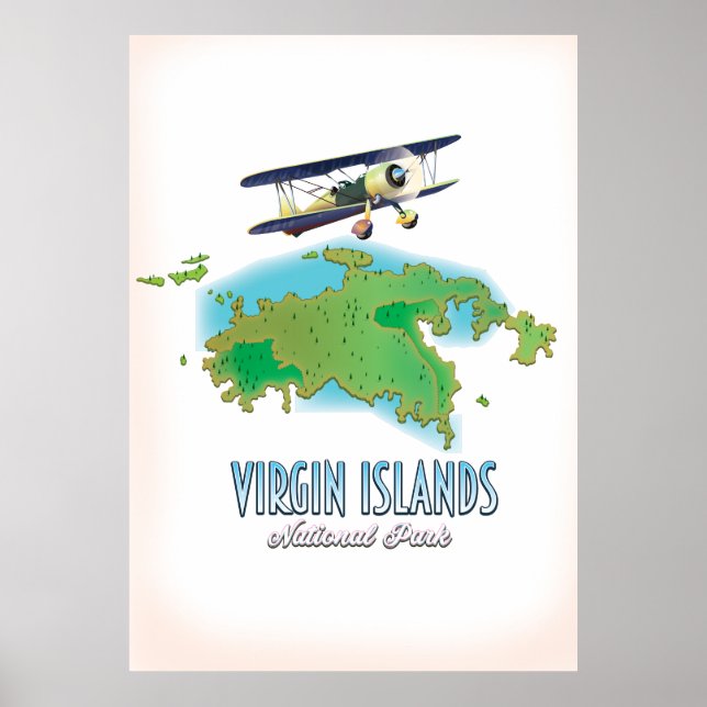 Affiche Carte du parc national des Îles Vierges (Devant)
