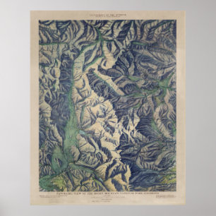 Affiche Carte du parc national des Montagnes Rocheuses Vin