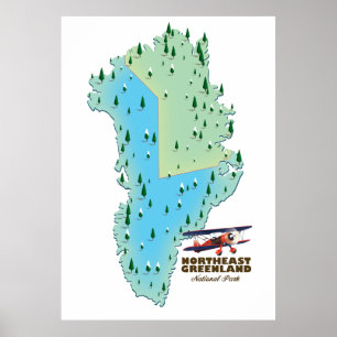 Affiche Carte du parc national du nord-est du Groenland