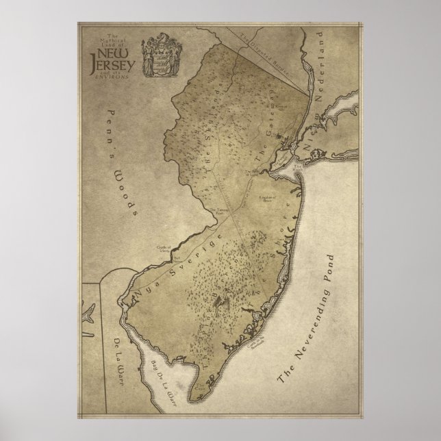 Affiche Carte du pays mythique du New Jersey (Devant)