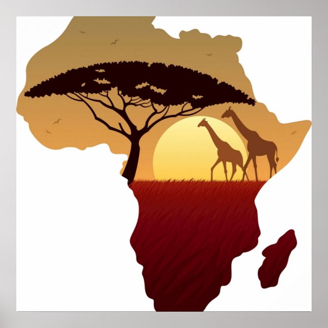 Affiche Carte du paysage de l'Afrique (Devant)