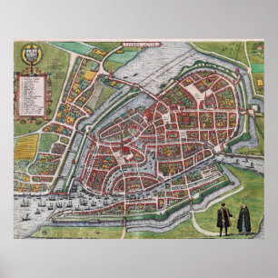 Affiche Carte du plan Hamburg Allemagne 1600