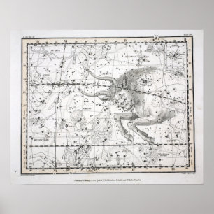 Affiche Carte du plat XIV de constellations