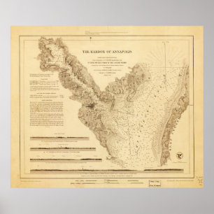 Affiche Carte du port d'Annapolis (1846)