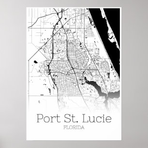 Affiche Carte du port St. Lucie - Floride - Carte de la vi