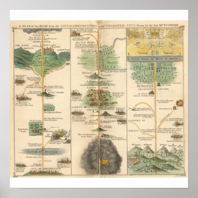 Affiche Carte du progrès du pèlerin (Devant)