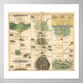 Affiche Carte du progrès du pèlerin