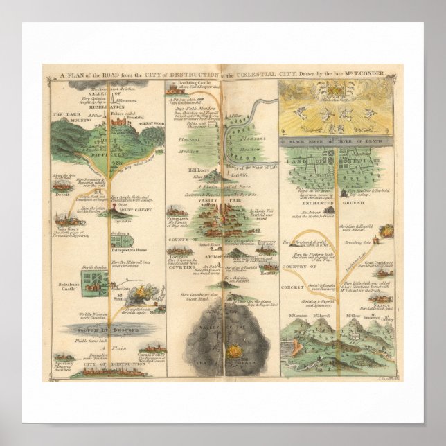 Affiche Carte du progrès du pèlerin (Devant)