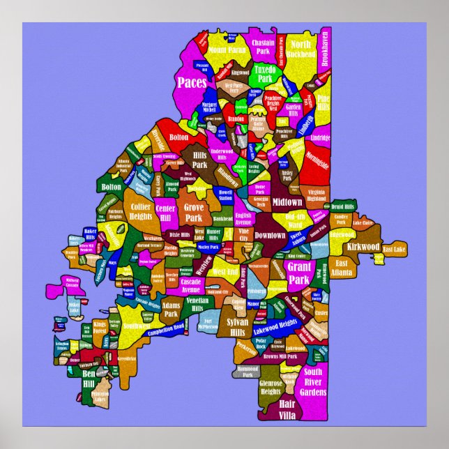 Affiche Carte du quartier d'Atlanta (Devant)