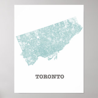 Affiche Carte du réseau routier turquoise de Toronto