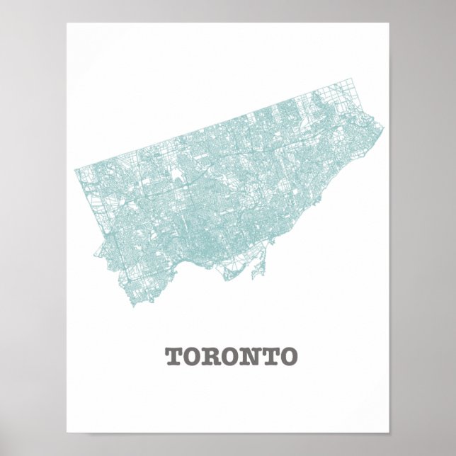 Affiche Carte du réseau routier turquoise de Toronto (Devant)