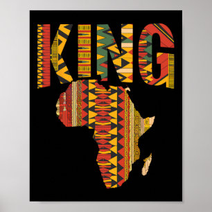 Affiche Carte du roi d'Afrique Kente Design Black Pride Me