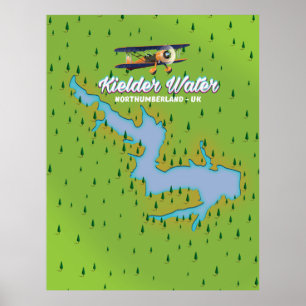 Affiche Carte du Royaume-Uni Kielder Water Northumberland