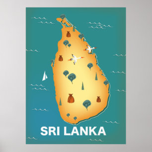 Affiche Carte du Sri Lanka
