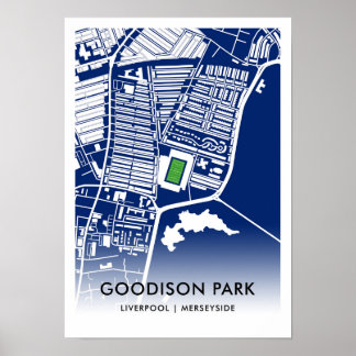 Affiche Carte du stade de Goodison Park - Accueil d'Everto