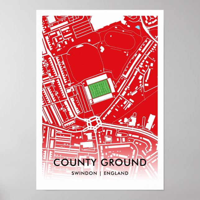 Affiche Carte du stade du comté - Accueil de Swindon Town (Devant)