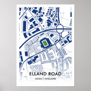 Affiche Carte du stade Elland Road - Accueil du Leeds Unit