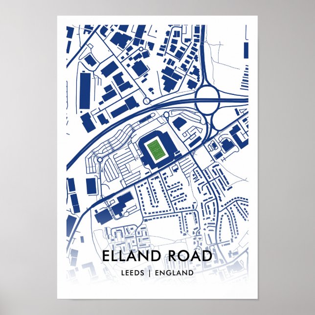 Affiche Carte du stade Elland Road - Accueil du Leeds Unit (Devant)