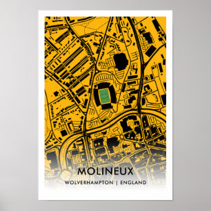 Affiche Carte du stade Molineux - Wolverhampton Wanderers