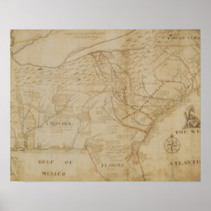 Affiche Carte du sud-est de l'Amérique du Nord, 172