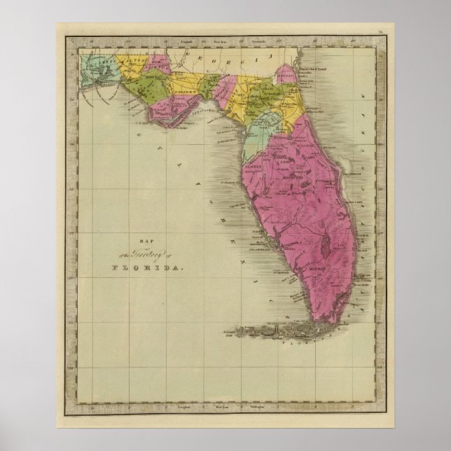 Affiche Carte du territoire de Floride (Devant)