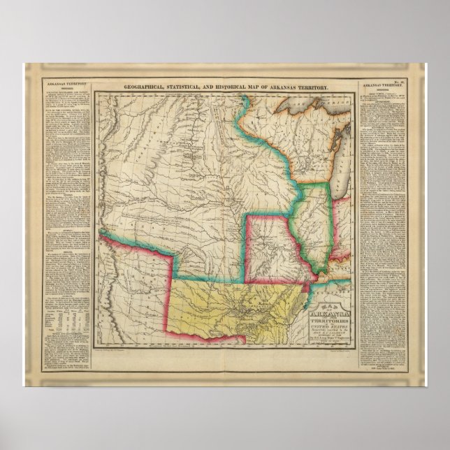 Affiche Carte Du Territoire De L'Arkansas (Devant)