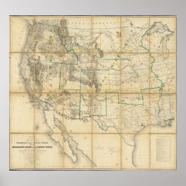 Affiche Carte Du Territoire Des États-Unis 2 (Devant)