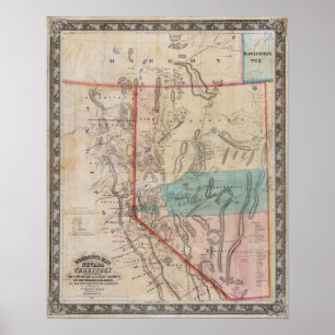 Affiche Carte du territoire du Nevada de DeGroot
