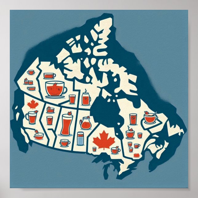 Affiche Carte du thé au Canada (Devant)