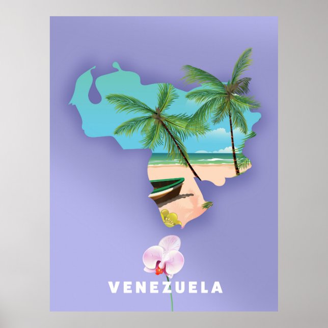 Affiche Carte du Venezuela (Devant)