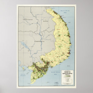 Affiche Carte du Vietnam du Sud Septembre 1972