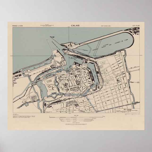 Affiche Carte du Vieux-Calais (1943) (Devant)