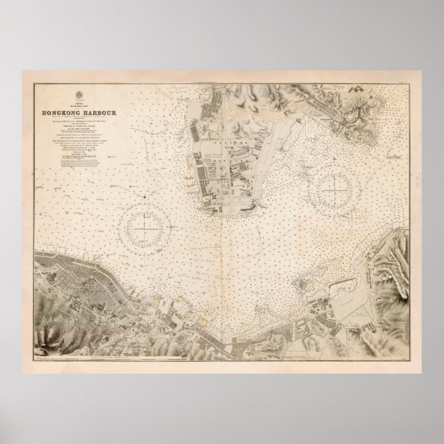 Affiche Carte du vieux port de Hong Kong (1912) (Devant)