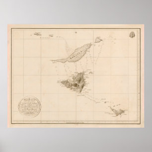 Affiche Carte du Vieux St Martins, Anguilla et St Barts Is