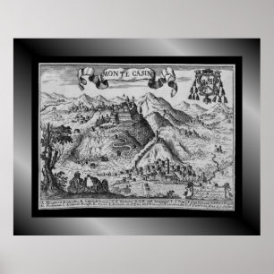 Affiche Carte du village médiéval Monte Casino ~ Italie~ P