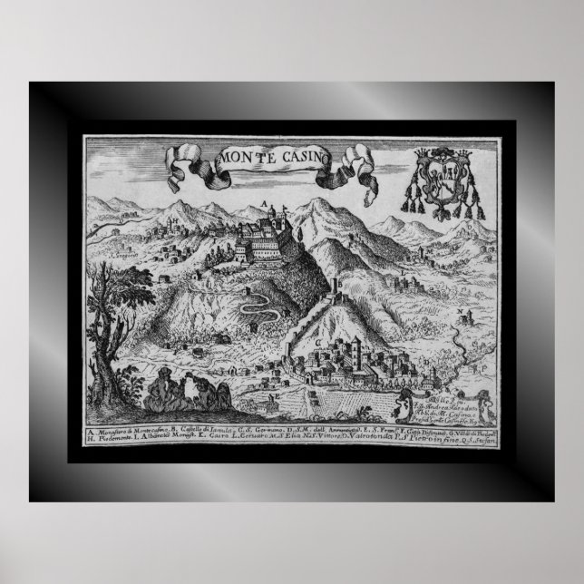 Affiche Carte du village médiéval Monte Casino ~ Italie~ P (Devant)