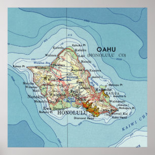 Affiche Carte du vin d'Oahu