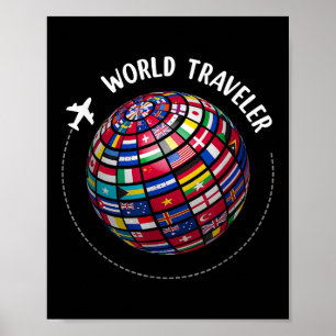 Affiche Carte du voyageur du monde, Voyageur du monde, Pay