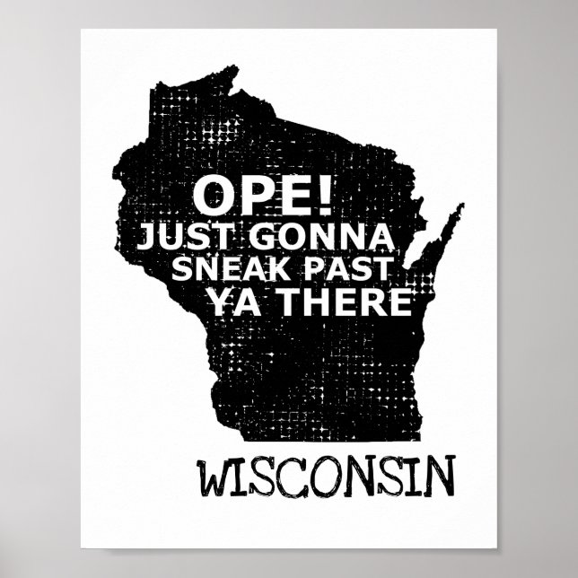 Affiche Carte du Wisconsin Ope Sneak Passé Ya There Slang  (Devant)
