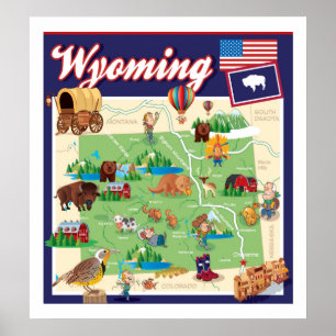 Affiche Carte du Wyoming
