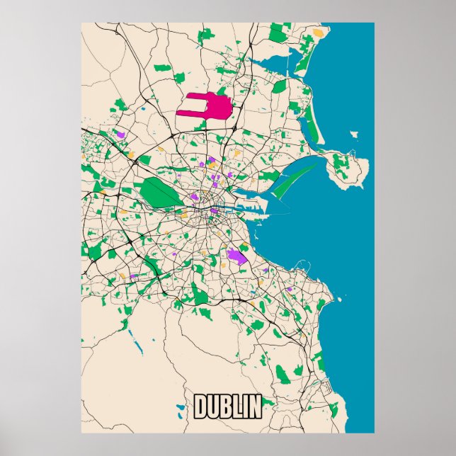Affiche Carte Dublin (Devant)