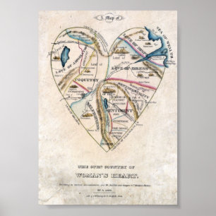 Affiche Carte d'un coeur de femmes
